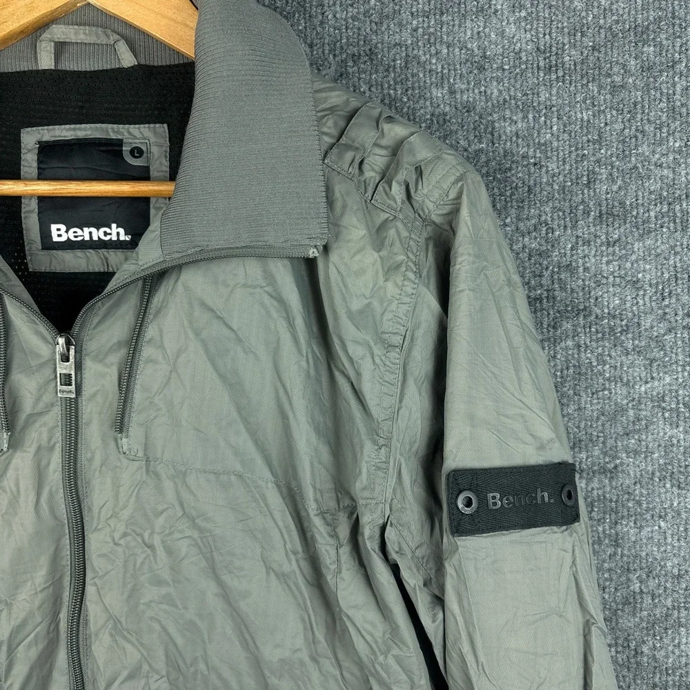 Bench Bomber Utility Jacket Windbreaker Large Mesh-Lined Gray